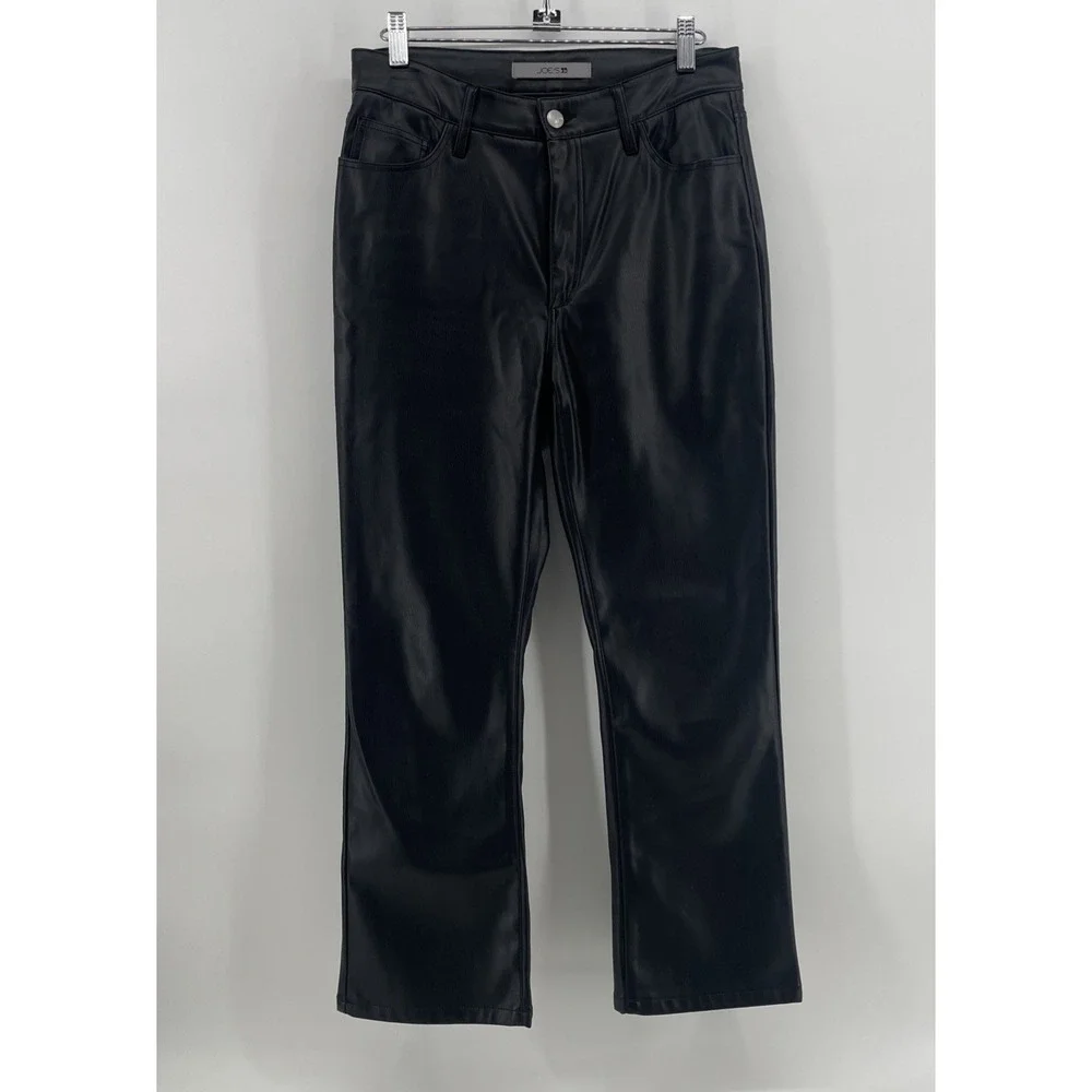Joe's Jeans Vegan Leather Pants Jeans Women's 26 Black Straight Leg Mid Rise
